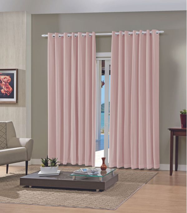 Cortina Duplex Lisa 4,20 x 2,30m Bella Janela Rosa
