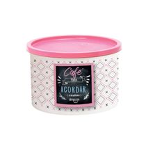 Kit Pote Decorado Café 2 Peças DM Plas Rosa
