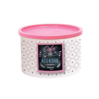 Kit Pote Decorado Café 2 Peças DM Plas Rosa