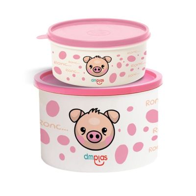 Kit Pote Decorado Fazendinha 2 Peças DM Plas Rosa