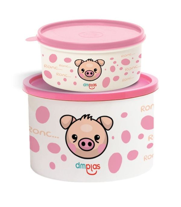 Kit Pote Decorado Fazendinha 2 Peças DM Plas Rosa