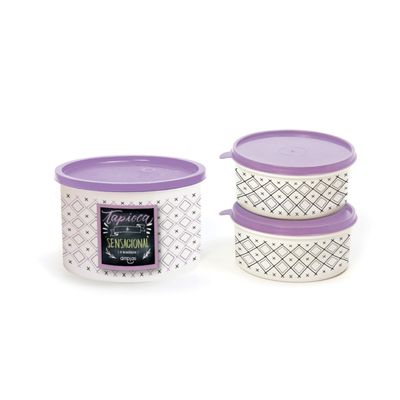 Kit Pote Decorado Tapioca 2 Peças DM Plas Roxo