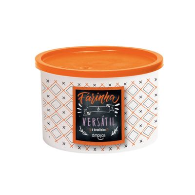 Kit Pote Decorado Farinha 2 Peças DM Plas Laranja