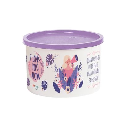 Pote Decorado Frases de Mãe 1.8 L DM Plas Roxo