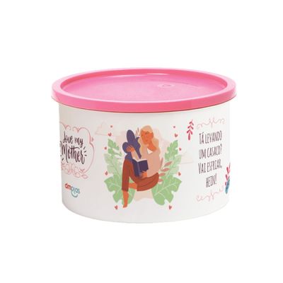 Pote Decorado Frases de Mãe 1.8 L DM Plas Rosa