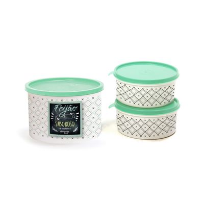 Kit Pote Decorado Feijão 2 Peças DM Plas Verde