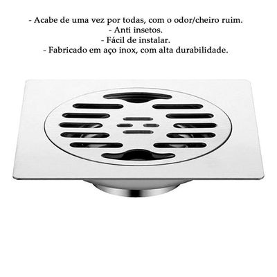 Ralo Inteligente Elimina Mal Cheiro 15x15 Aço 201 - 0033