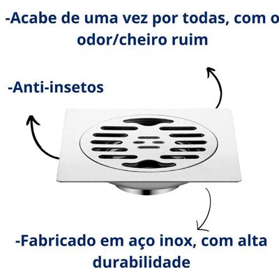 Ralo Inteligente Elimina Mal Cheiro 15x15 Aço 201 - 0033