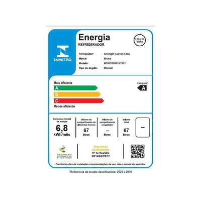 Frigobar 67 Litros Black Edition Inverter Bivolt Midea MDRD108FGD303 - Bivolt