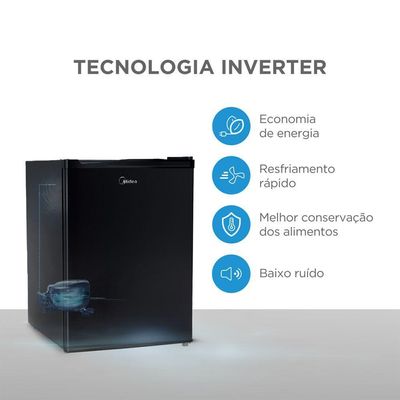 Frigobar 67 Litros Black Edition Inverter Bivolt Midea MDRD108FGD303 - Bivolt