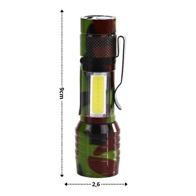 Lanterna Tática Led Recarregável 3 Em 1 Mini De Bolso, Foco Ajustável E 2000 Lúmens