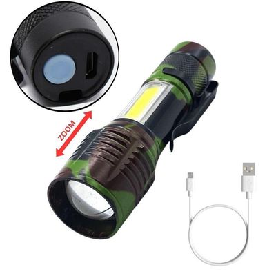 Lanterna Tática Led Recarregável 3 Em 1 Mini De Bolso, Foco Ajustável E 2000 Lúmens