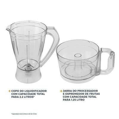 Multiprocessador Britânia 1000W 3 Em 1 Lâminas Inox BMP900C 220V