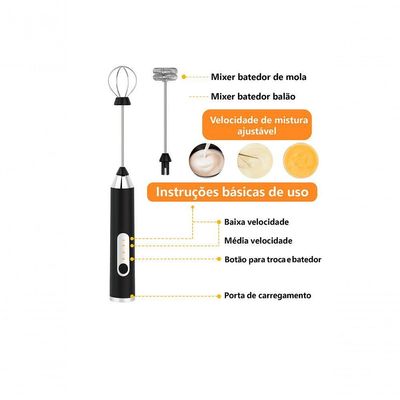 Mini Mixer Elétrico Recarregável Multiuso Praticidade E Versatilidade Em Segundos - Bivolt