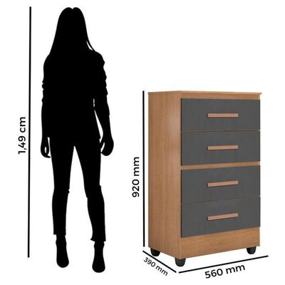 Cômoda Lite 4 Gavetas Nature Cinza – Móveis Leão