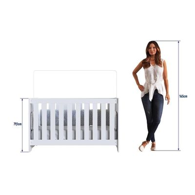 Berço Infantil Cama 3 em 1 133cm Regulagem de Altura Branco
