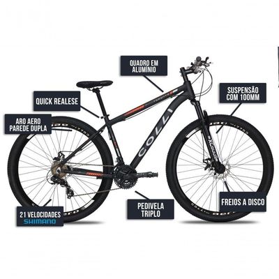 Bicicleta Colli Toronto Aluminio Aro 29 Disco-shimano 21v Preto
