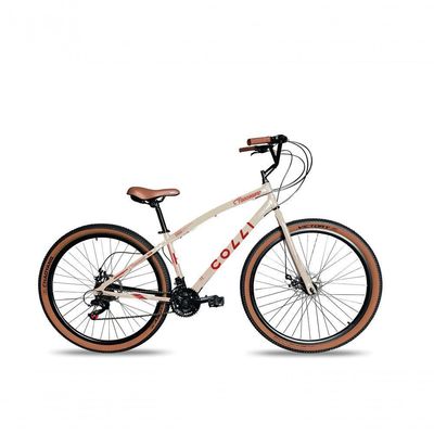 Bicicleta Aro 29 Colli Vancouver Confort 21 Marchas Freio A Disco Bege Retrô