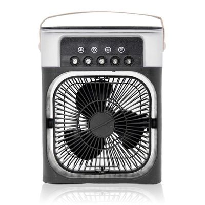 Ventilador Portátil Iluminação Umidificador Climatizador Usb De Mesa Preto