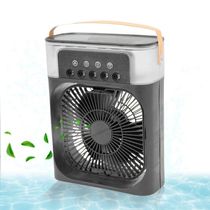 Ventilador Portátil Iluminação Umidificador Climatizador Usb De Mesa Preto
