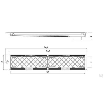 Ralo Linear Oculto Tramontina Em Pvc Slim Hide 7x50 Cm