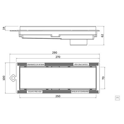 Ralo Linear Com Tampa Em Aço Inox Tramontina Em Pvc Slim 7x25 Cm