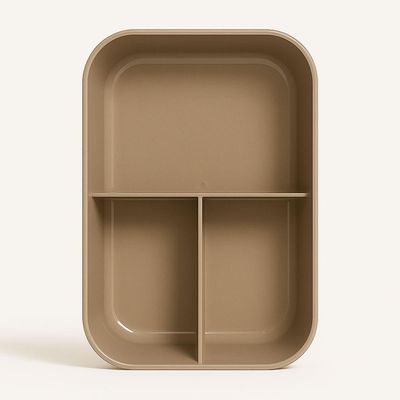 Kit Marmita Com Divisórias E Talheres Cinza