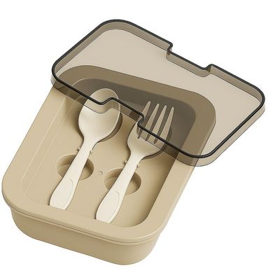 Kit Marmita Com Divisórias E Talheres Cinza