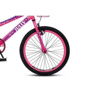 Bicicleta Jully Aro 20 Aero Freios V-brake Cestinha Rosa