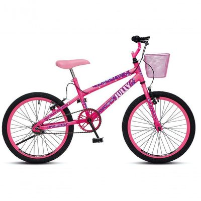 Bicicleta Jully Aro 20 Aero Freios V-brake Cestinha Rosa