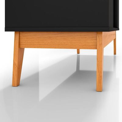 Rack Tv Ripado 50 Polegadas Com 2 Portas Monaco - Preto E Cedro