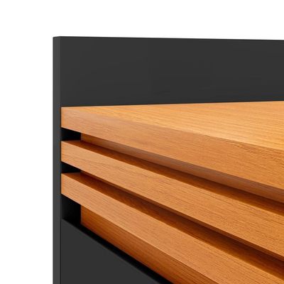 Rack Tv Ripado 50 Polegadas Com 2 Portas Monaco - Preto E Cedro