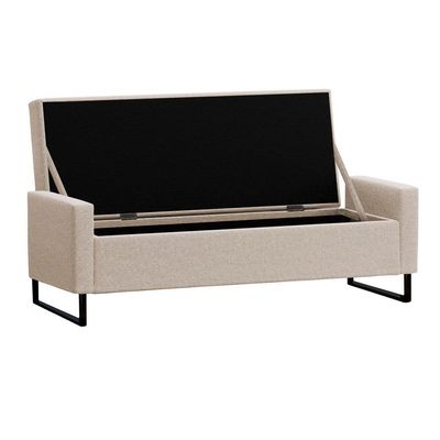 Recamier Bau Paris Base De Metal 1,20m Linho Bege - Inova Decor