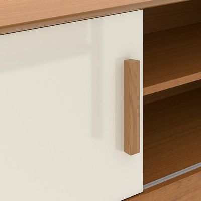 Rack Tv 65 Polegadas 2 Portas E Puxador De Madeira Colorado - Cedro E Off White