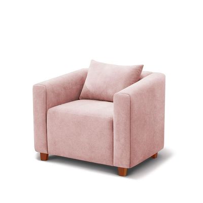 Poltrona Decorativa Helena Suede Rosa Bebe - Inova Decorações