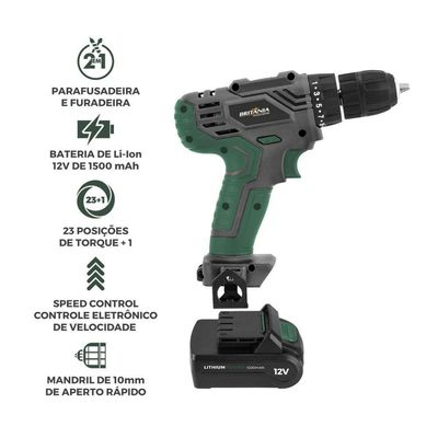 Parafusadeira 2 em 1 Britânia Speed Control BPFE12M 800RPM Bivolt