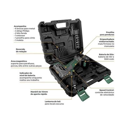 Parafusadeira 2 em 1 Britânia Speed Control BPFE12M 800RPM Bivolt