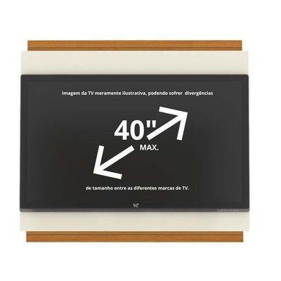 Painel Tv 32 Polegadas Com Prateleira Asteca - Off White E Cedro