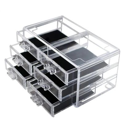 Organizador Maquiagem Gavetas Acrilico 6 Grande 17 Divisorias Porta Batom Cosmeticos Pinceis Caixa