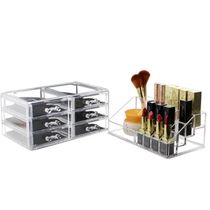 Organizador Maquiagem Gavetas Acrilico 6 Grande 17 Divisorias Porta Batom Cosmeticos Pinceis Caixa