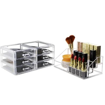 Organizador Maquiagem Gavetas Acrilico 6 Grande 17 Divisorias Porta Batom Cosmeticos Pinceis Caixa