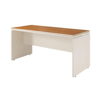 Mesa Para Escritório Com Tampo Duplo 25mm Tundra - Off White E Cedro