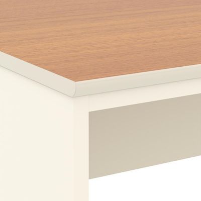 Mesa Para Escritório Com Passa Fios E Tampo Usinado Tech - Off White E Cedro