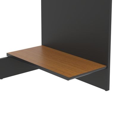 Mesa Para Escritório Com Passa Fios E Tampo Usinado Tech - Preto E Cedro