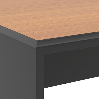 Mesa Para Escritório Com Passa Fios E Tampo Usinado Tech - Preto E Cedro