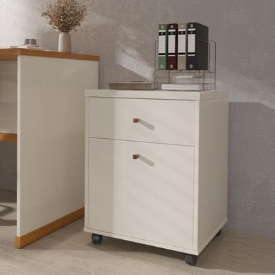 Gaveteiro Multiuso Com 2 Gavetas Para Escritório Verbena - Off White E Naturale