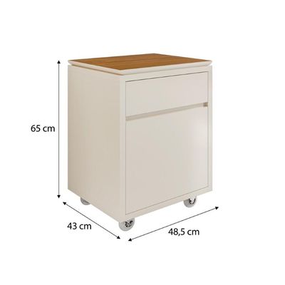 Gaveteiro Multiuso Com 2 Gavetas Para Escritório Tundra - Off White E Cedro