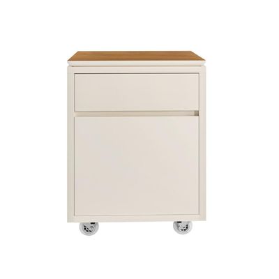 Gaveteiro Multiuso Com 2 Gavetas Para Escritório Tundra - Off White E Cedro
