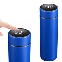 Garrafa Termica Digital Copo Display Inox 480ml Termometro Medidor Temperatura Gelada Azul