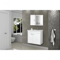 Conjunto Gabinete E Espelheira Zurique Para Banheiro Branco